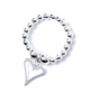 Sterling Silver Ball Bead Ring With Open Heart Charm, thumbnail 5 of 8