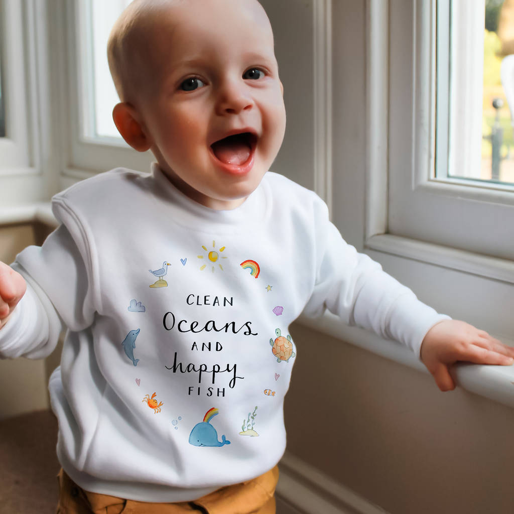 Clean Oceans And Happy Fish Baby Sweatshirt