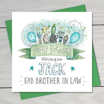 Brother In Law Cactus Birthday Card, 4 of 4