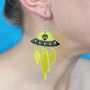 Neon Spaceship Earrings, thumbnail 1 of 2