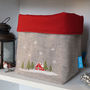 Embroidered Winter Lodge Fabric Basket, thumbnail 1 of 3