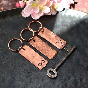 9th Anniversary Copper 'Tag' Keyring. Handmade Anniversary Gift, 6 of 9
