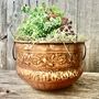 A Floral Embossed Vintage Style Copper Planter With Brass Ring Handles, thumbnail 3 of 11