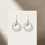 Cream And Green Stripey Circular Earrings, thumbnail 3 of 6