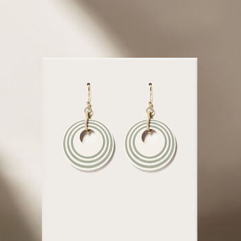 Cream And Green Stripey Circular Earrings, 3 of 6