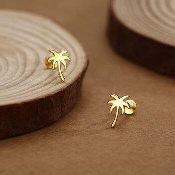 Sterling Silver Palm Tree 16 G Flat Back Earrings, 7 of 11