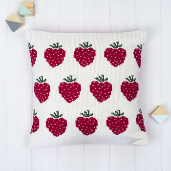 Personalised Knitted Strawberries Cushion, 3 of 4