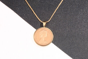 1976 50th Birthday Decimal One Penny Coin Pendant, 2 of 5