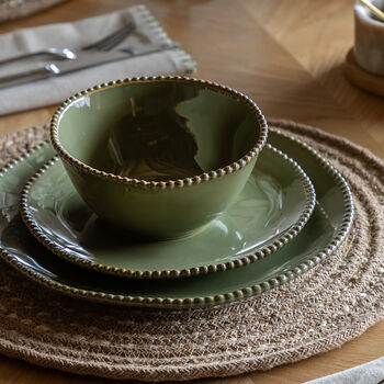 Olive Green Porcelain Beaded Bowls, 2 of 3