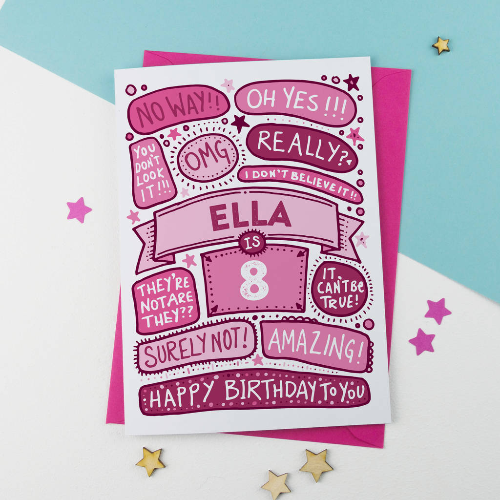 8th Omg Birthday Personalised Illustrated Card By A Is For Alphabet 