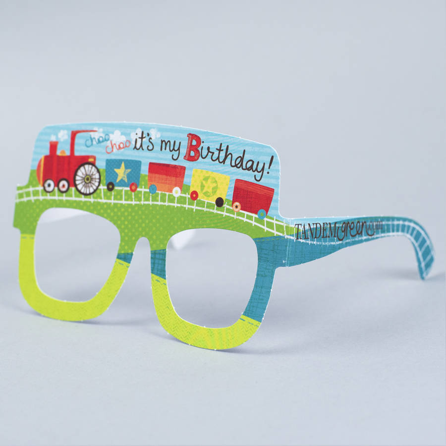 Boys Train Birthday Card Glasses By Tandem Green