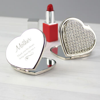 Personalised Diamante Heart Compact Mirror, 2 of 6