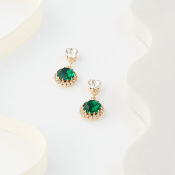 Emerald Green Swarovski Crystal Snow Drop Earrings, 2 of 6