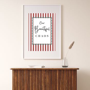 A4 Modern, Art Print, 'Our beautiful chaos' Red Stripes, 5 of 7