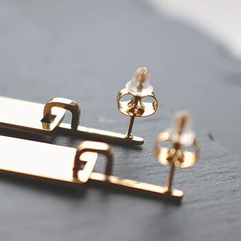 Rectangle Earrings Gold 18k Textured Jewellery, 6 of 9