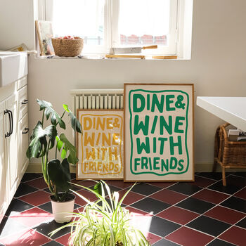 Kitchen Wall Print Dine And Wine With Friends Print, 5 of 10