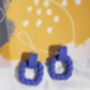 Matte Sculpted Rectangle Dangle Earrings In Royal Blue, thumbnail 2 of 3
