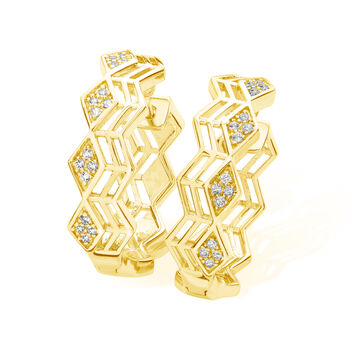 Art Deco Triangle Hoops In Gold Vermeil, 2 of 6
