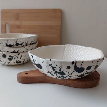 Textured Ceramic Dining Bowl Handmade, 3 of 9