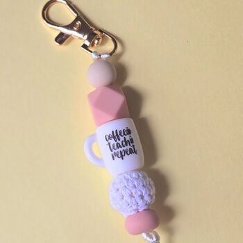 Coffee Teach Repeat Silicone Wristlet Keyring, 3 of 3