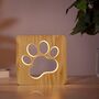 Cat Dog Paw Wood Carved LED Cute Night Light Lamp, thumbnail 2 of 8