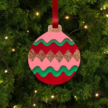 Red Squiggle Bauble Christmas Tree Decoration, 2 of 3