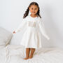 Personalised Girls Dress Natural Name Long Sleeved, thumbnail 1 of 12