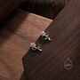 Opal Pink Cz Flower Stud Earrings In Sterling Silver, thumbnail 4 of 10
