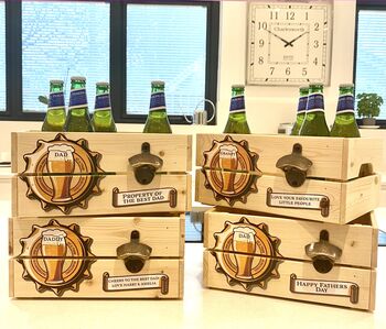 Personalised Fathers Day Beer Crate With Bottle Opener, 3 of 4