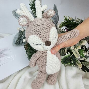 Snuggly And Soft Handmade Crochet Reindeer, 5 of 6