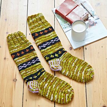 Fair Trade Hand Knitted Nepalese Woollen Slipper Socks, 4 of 12