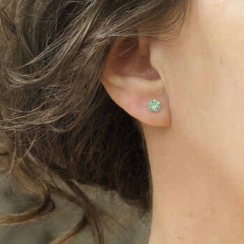 Sea Green Stud Earrings In Sterling Silver, 7 of 12