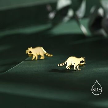 Sterling Silver Very Cute Racoon Stud Earrings, 5 of 12