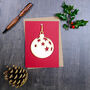 Christmas Card With Woodcut Bauble Tree Decoration, thumbnail 1 of 3