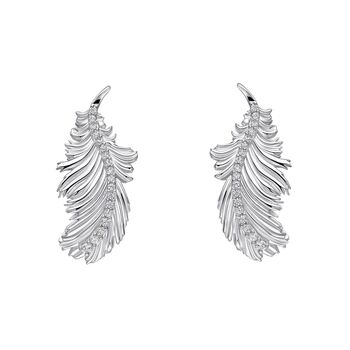 Sterling Silver Feather Crystal Earrings, 2 of 5