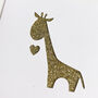 Personalised Giraffe New Baby Glitter Cut Out Card, thumbnail 2 of 3