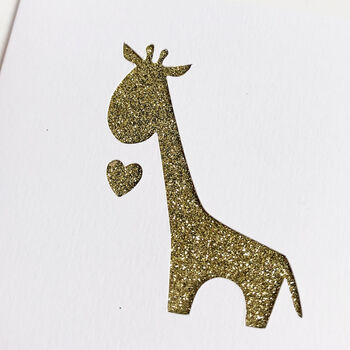 Personalised Giraffe New Baby Glitter Cut Out Card, 2 of 3