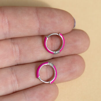 Sterling Silver Colourful Enamel Hoop Earrings, 4 of 12