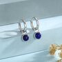 Sterling Silver Dangling Lapis Lazuli Hoop Earrings, thumbnail 1 of 12