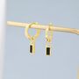 Sterling Silver Black Baguette Cut Cz Huggie Hoop Earrings, thumbnail 5 of 12