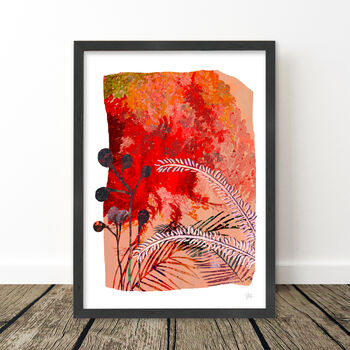 Fire Red Botanical Collage Art Print, 7 of 8