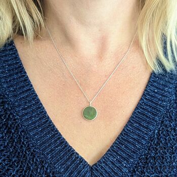 The Circle Peridot August Birthstone Necklace, Silver, 2 of 8