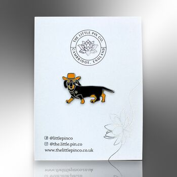 Tiny Western Wiener Dog Cowboy Dachshund Enamel Lapel Pin Badge, Sausage Dog Pet Brooch, Gifts For Dog Lovers, 4 of 8