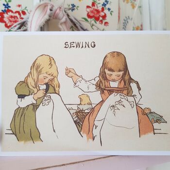 Vintage Sewing Illustrations Greetings Cards, 4 of 6