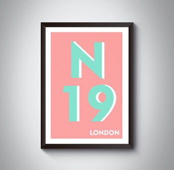 N19 Holloway, Tufnell Park London Postcode Print, 10 of 11