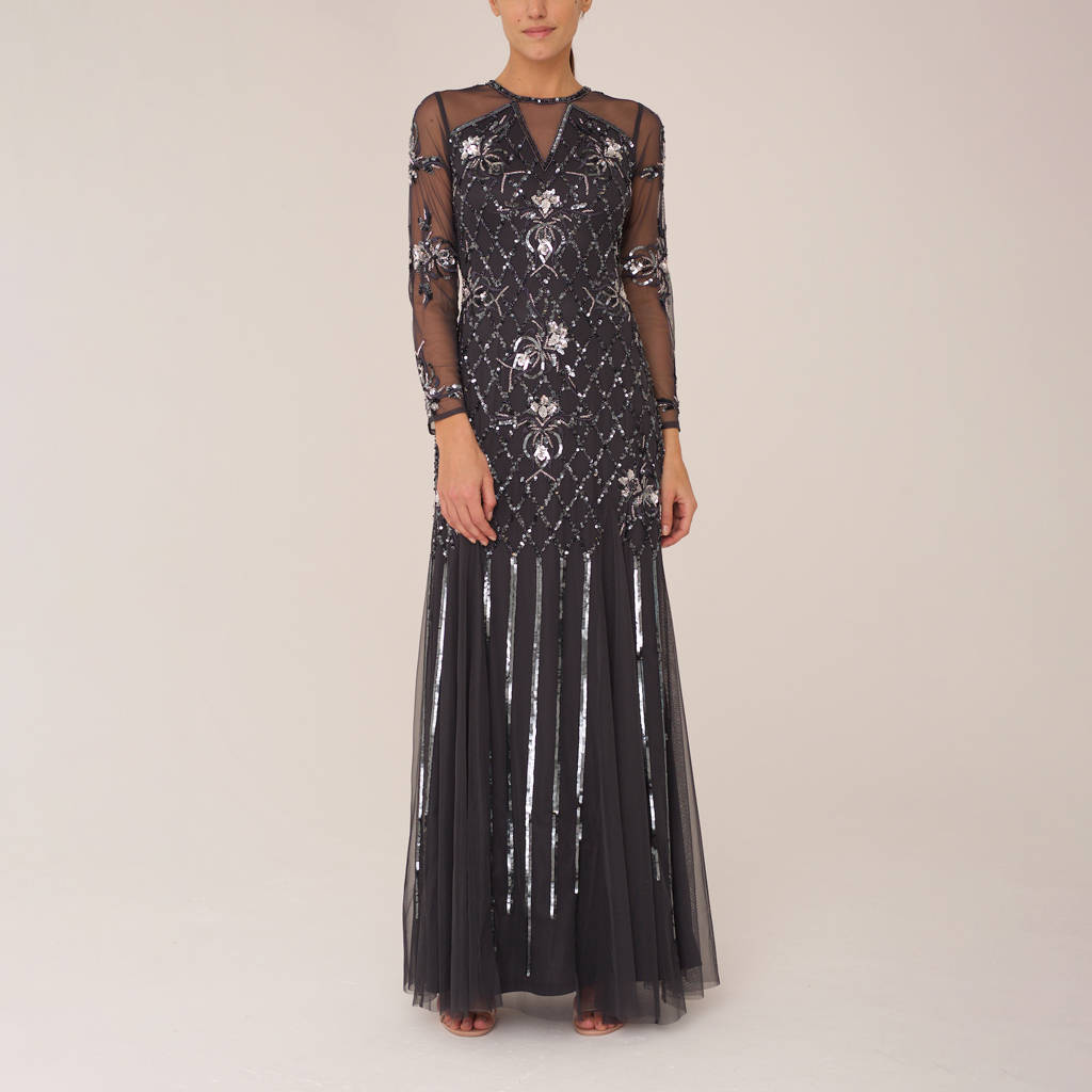 Charcoal Beaded Maxi Gown By Raishma | notonthehighstreet.com