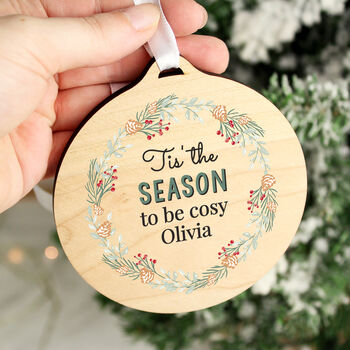 Personalised Wreath Christmas Wooden Decoration, 5 of 5