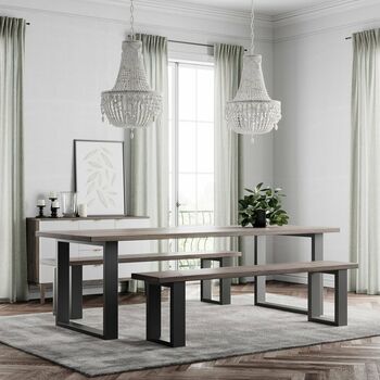 Holborn White Veneer Stainless Steel Wood Dining Table, 6 of 8