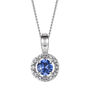 Birthstone And Diamond Halo Pendant Necklace, thumbnail 8 of 8