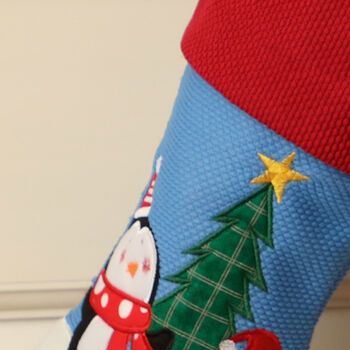 Embroidered Penguin Pals Christmas Stocking, 5 of 9